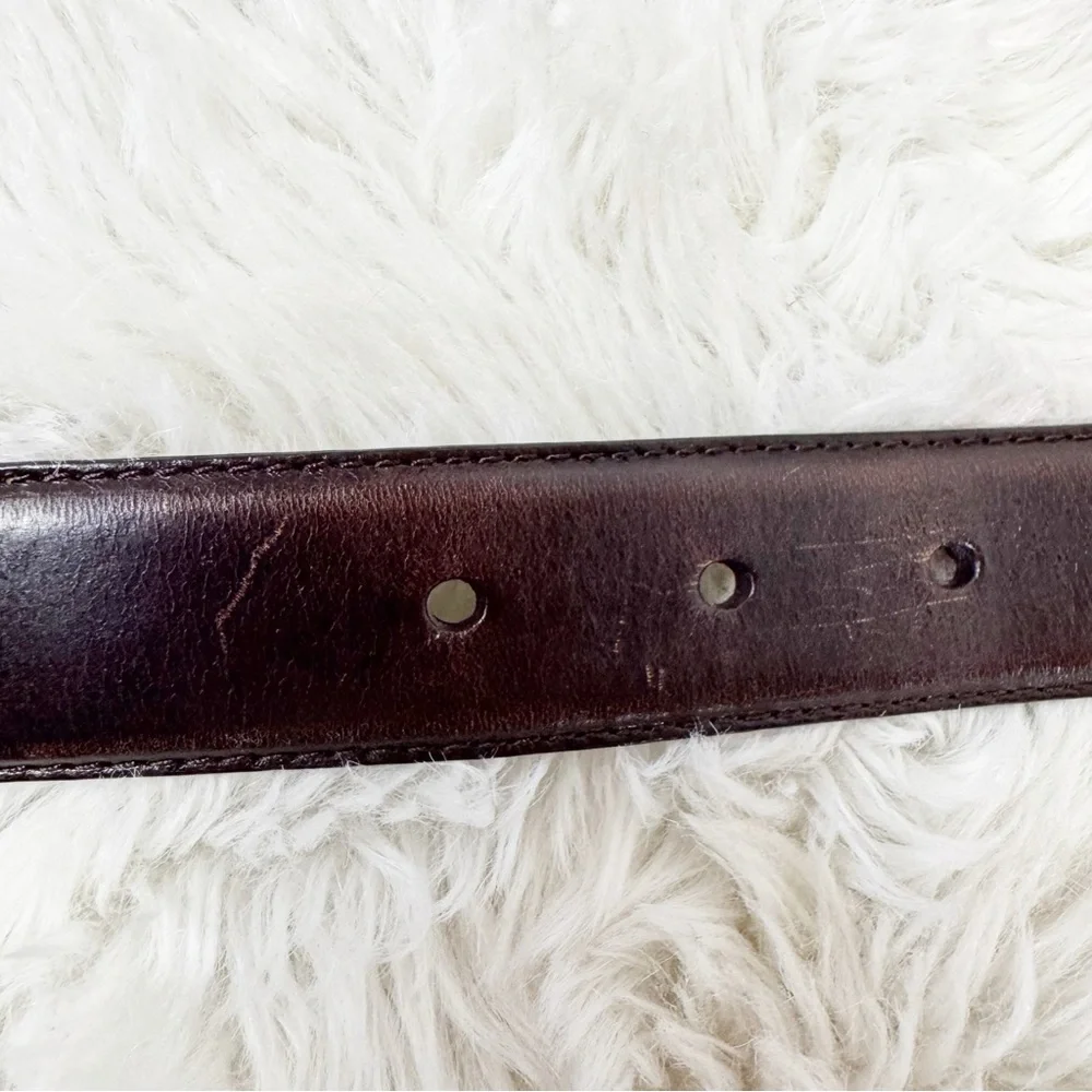 VINTAGE Fossil Brown Leather Western Engraved Silver Belt Medium Ornate Boho‎